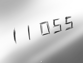 或る男の独白のゲーム画面「鏡に殴り書きされた謎の文字。」