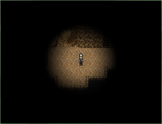 奇面の洞窟のゲーム画面「洞窟内は視界が狭く、探索し難い。」