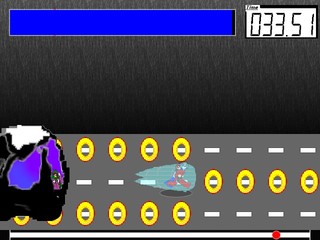 しょうちゃん しょ～だっしゅ！のゲーム画面「ブーストで超加速！おしっこが近くなるのが玉に瑕？」