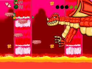 シアのしゅうかくアクションのゲーム画面「ドラゴンと戦うことも！」