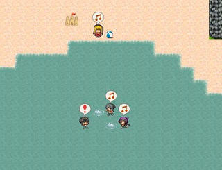 冒険者学校の夏休みのゲーム画面「海水浴とか。」