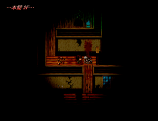 生贄たちガ嗤ウ夜のゲーム画面「所々に死体や人魂。調べてみると…？」