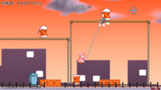 SuperHookGirlのゲーム画面「フックショットで自在にステージを飛び回ろう！」