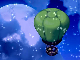 イースタービレッジの事件簿のゲーム画面「気球ピーマン号に乗っていざ戦場へ」