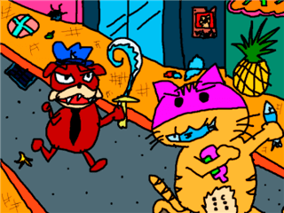 バッドキャットシティepクリスマスのゲーム画面「お魚くわえた泥棒ネコ」