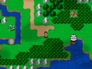 クロノスの旅路のゲーム画面「ワールドマップと船のある正統派RPG」