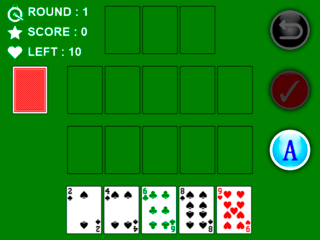 Chinese Pokerのゲーム画面「ゲーム画面です。カードをドラッグしてボードに配置します。」