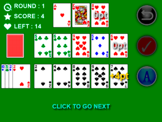 Chinese Pokerのゲーム画面「カードを配置し終わると役に応じて得点が得られます。」