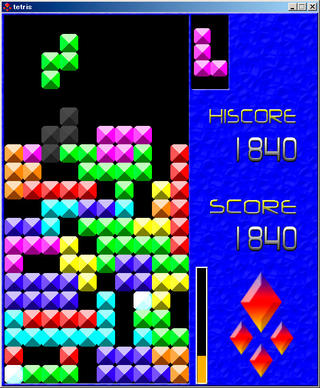 tetrisのゲーム画面「プレイ画面です」