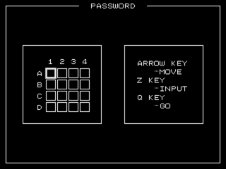 磁力超人マグネリヨンのゲーム画面「中断、再開はパスワードを使って」