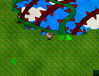 ホヤウカムイ5.9のゲーム画面「トゲトゲ茨の空中迷路。タルはないけどね。」