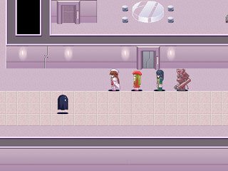 狭界の標のゲーム画面「機界の技術が使われた施設内で展開される物語」