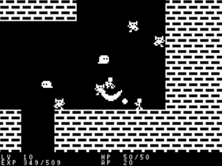 ザコリオンのゲーム画面「白黒のみで構成されたシンプルなグラフィック」