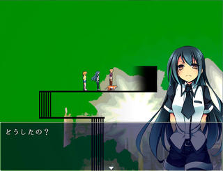 桜花幻記のゲーム画面「いつも不機嫌そうな表情のヒロイン、晶」