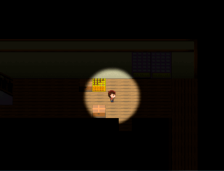 『ニートが家から出られない』のゲーム画面「暗い家の中を懐中電灯で歩く。」