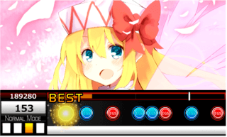 無料音楽ゲーム EGS20 サタンビーツのゲーム画面「我がサタンの挑戦、汝にはクリア出来るか?」