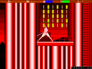 忍風Project～十人の忍～のゲーム画面「通れないところは「鈴雛小桃」にお任せ！彼女は「Ｄ」で平たい壁や天井ならすり抜けることができます。」