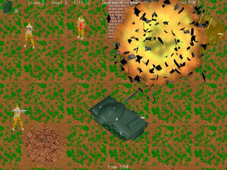 前線のAngerWolfのゲーム画面「敵戦車を奪い取って対戦車戦闘！」