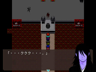 ファイナル・プレイヤーのゲーム画面「礼拝堂で遭遇する邪悪な亡霊・闇のモノ。」