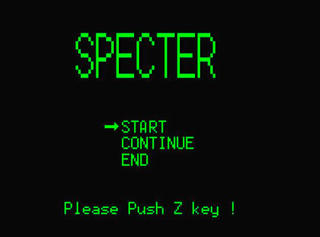 SPECTERのゲーム画面「昔のゲームをイメージしたタイトル画面」