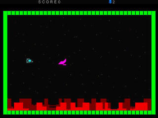 SPECTERのゲーム画面「戦闘機SPECTERをあやつって敵を倒して下さい。」