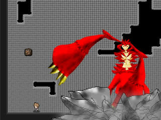 ボツラッシュのゲーム画面「形状様々なボスがガチで殺しに来る」