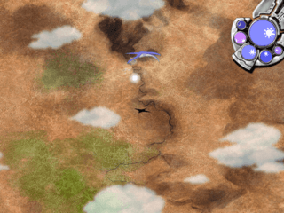 TAIGAのゲーム画面「フィールドは空を飛んで移動。」