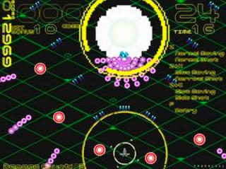 リミッタミニットのゲーム画面「リング状弾を吐く敵です。」