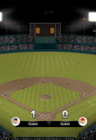 プレイング野球のゲーム画面「守備はオートプレイ」