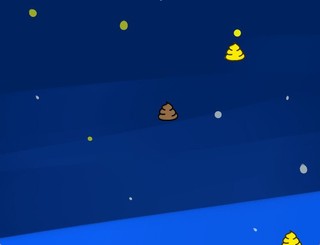 うんこポーイのゲーム画面「うんこはトイレに投げよう」