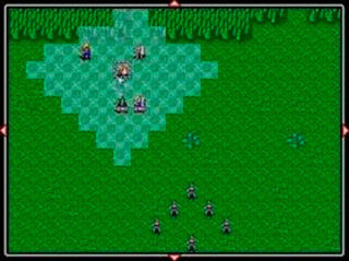 盗賊レインの英雄伝のゲーム画面「襲い掛かる盗賊たち、そこに森を探索していたゲイラス王国の1部隊が迷い込む。」