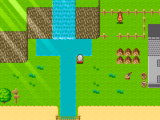 クローバー∞メモリーズのゲーム画面「光の差す平和な村、「ペアケ村」」
