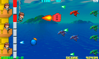 KEIDRA!（慧ちゃんとドラゴンとロケットパンチ）のゲーム画面「ロケットパンチでドラゴンを迎え撃て」