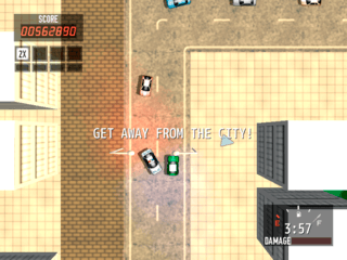 シティパニック！エクステンデッドのゲーム画面「ディスクがそろったら市外へ逃走しろ！」