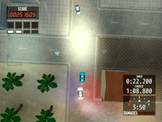 シティパニック！エクステンデッドのゲーム画面「雨の日はスリップ注意！」