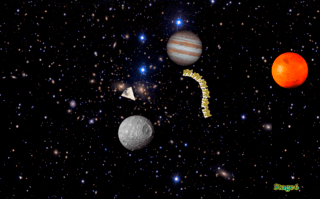 惑星破壊ゲームのゲーム画面「ゲーム画面ステージ６」