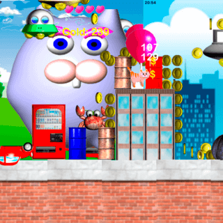 ネコ・ジャンプのゲーム画面「いろいろ敵が出てきます」