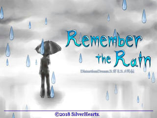 Remember the Rainのゲーム画面「雨が降り注ぐタイトル画面だが…」