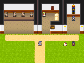主人公の冒険のゲーム画面「街の画面です。」