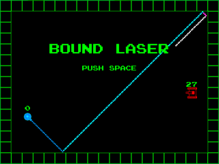 BOUND LAZERのゲーム画面「反射するレーザーでバグを潰すゲームです」