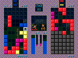 スキマックス -SKIMAX-のゲーム画面「上から降ってくるブロックを操作してフィールドに配置」