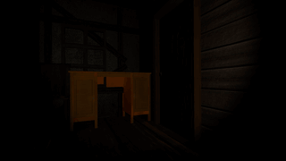 KENGOHAZARDのゲーム画面「屋敷の中は暗く、何が出てきてもおかしくない」
