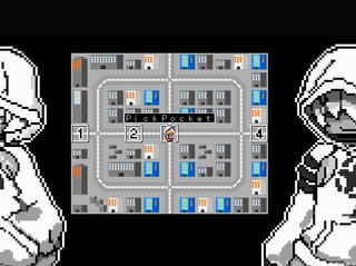 オキナちゃんのゲーム-PickPocket-ver1.01のゲーム画面「ステージの移動はMAP画面で行います」