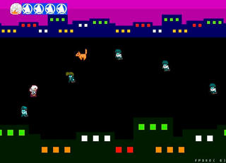 オキナちゃんのゲーム-PickPocket-ver1.01のゲーム画面「本番ステージでは動物も襲ってきます。よけてください。」