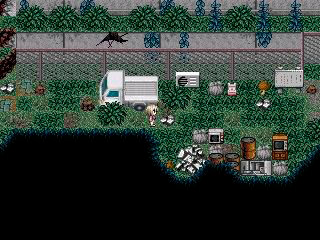 赤い村のゲーム画面「不法投棄されたゴミが溜まっている・・・。」
