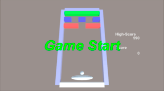 ブロック崩しのゲーム画面「スペースを押すとボールが動き始めます。」
