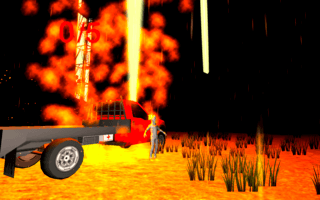 CookieGamesのゲーム画面「あなたの車は、燃えてしまった、、」