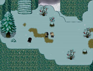 昇霊士クリスと雪に響く歌声のゲーム画面「雪深い山には魔物が生息しています。」