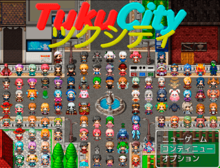 ツクシティのゲーム画面「タイトル画面、登場キャラは100キャラ以上！」