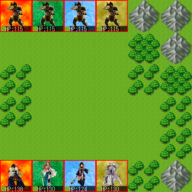 先頭画面。ベーシックなシミュレーションRPGのルールです。